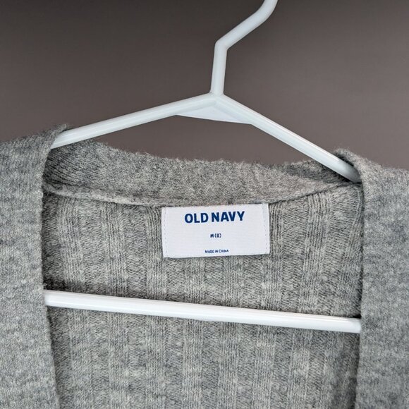 *3/$10* Old Navy Soft Ribbed Cardigan Light Grey Size Medium - Picture 3 of 3